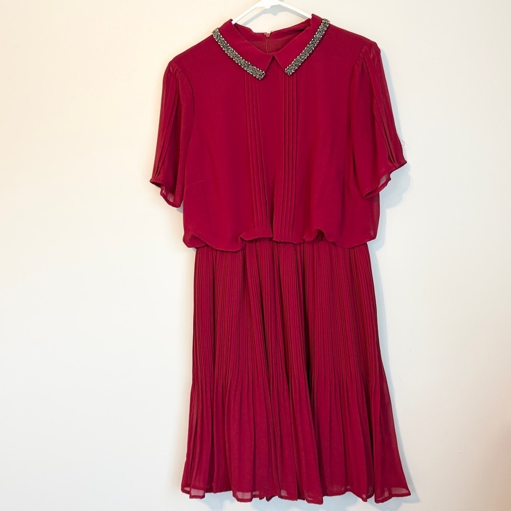 Marc New York Jewel-Collar Berry Midi Dress